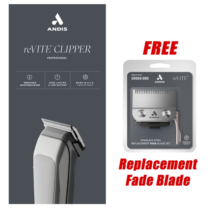 #86100 Andis reVITE Clipper (Taper Blade) Grey w/ FREE Fade Blade