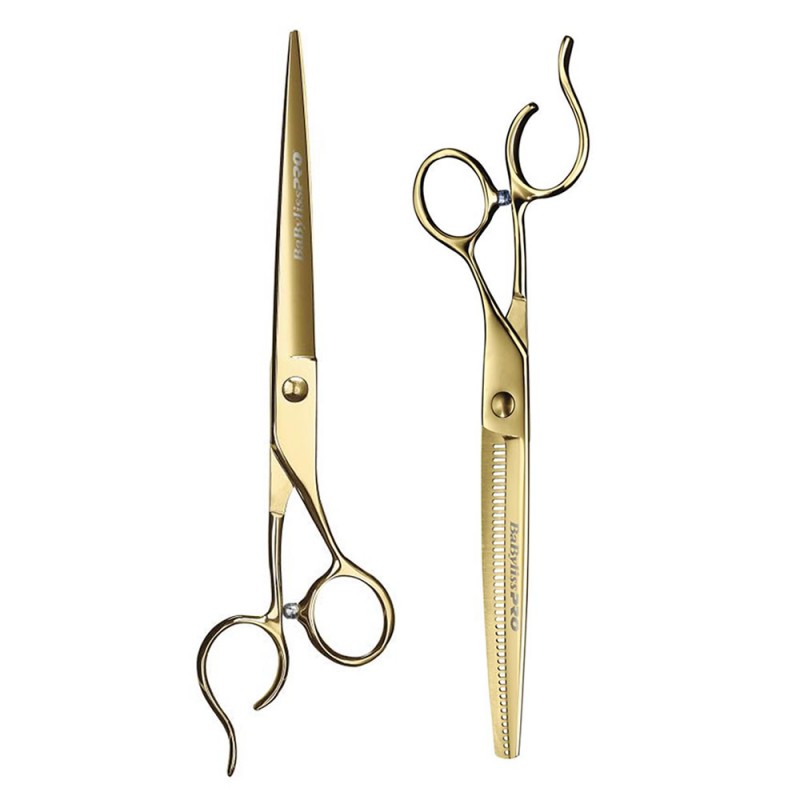 #FXGBS8  BabylissPro Gold 8" Barber Shear & 7" Thinner Combo
